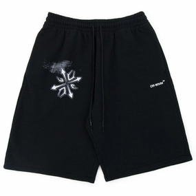 Off-White Tribal Style Skate Sweat Shorts Black