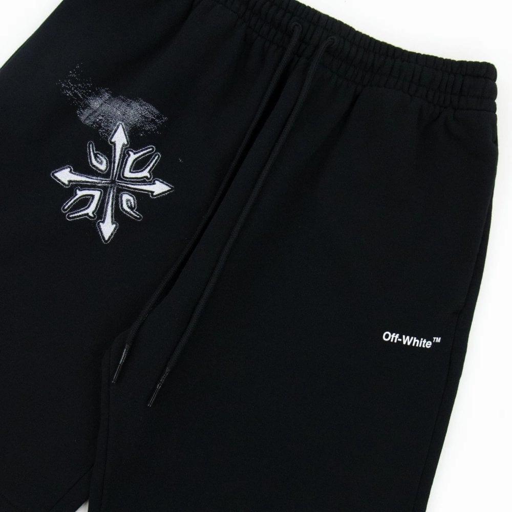Off-White Tribal Style Skate Sweat Shorts Black