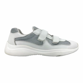 Prada America's Cup Strap Sneaker Low White Silver Pre-Owned