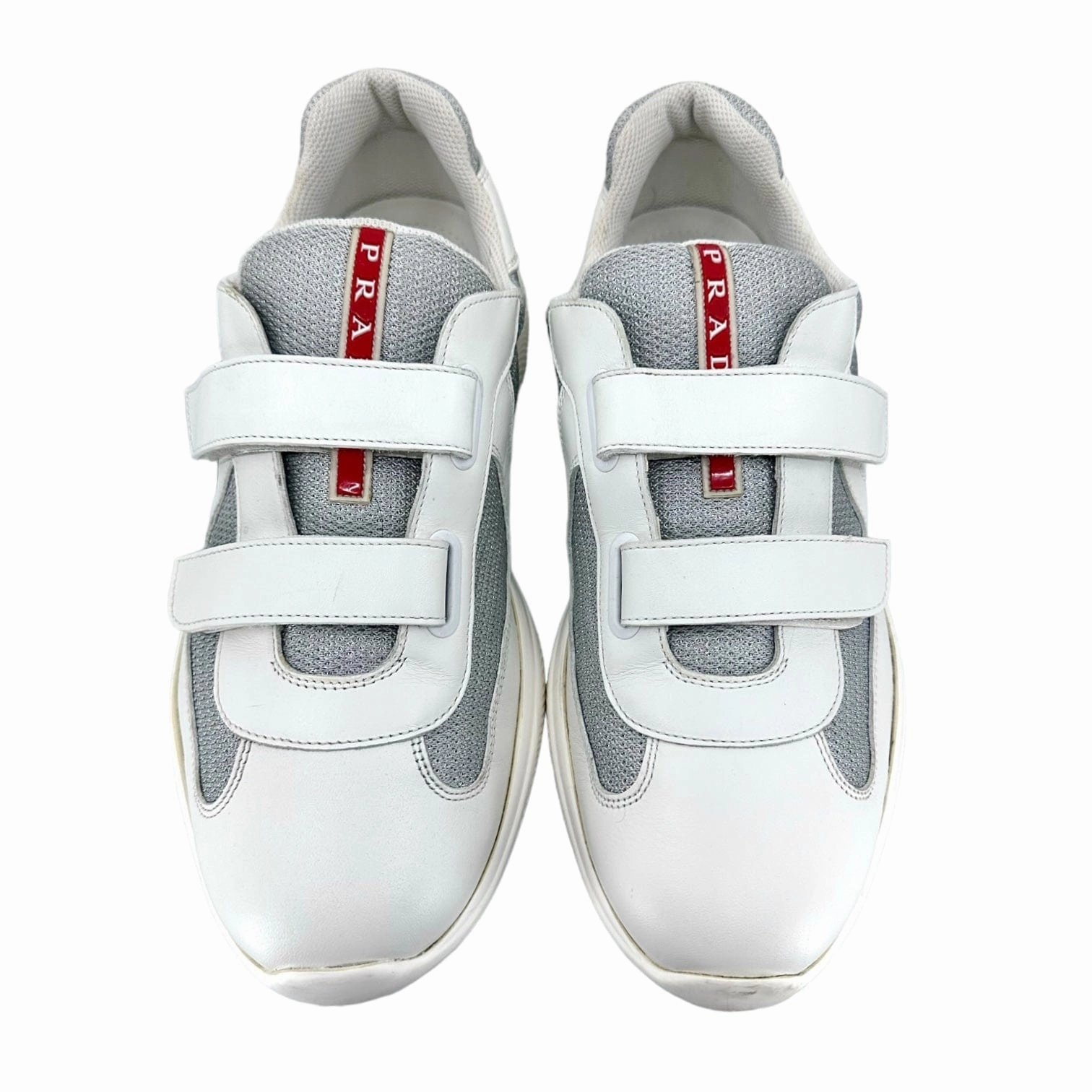 Prada America's Cup Strap Sneaker Low White Silver Pre-Owned