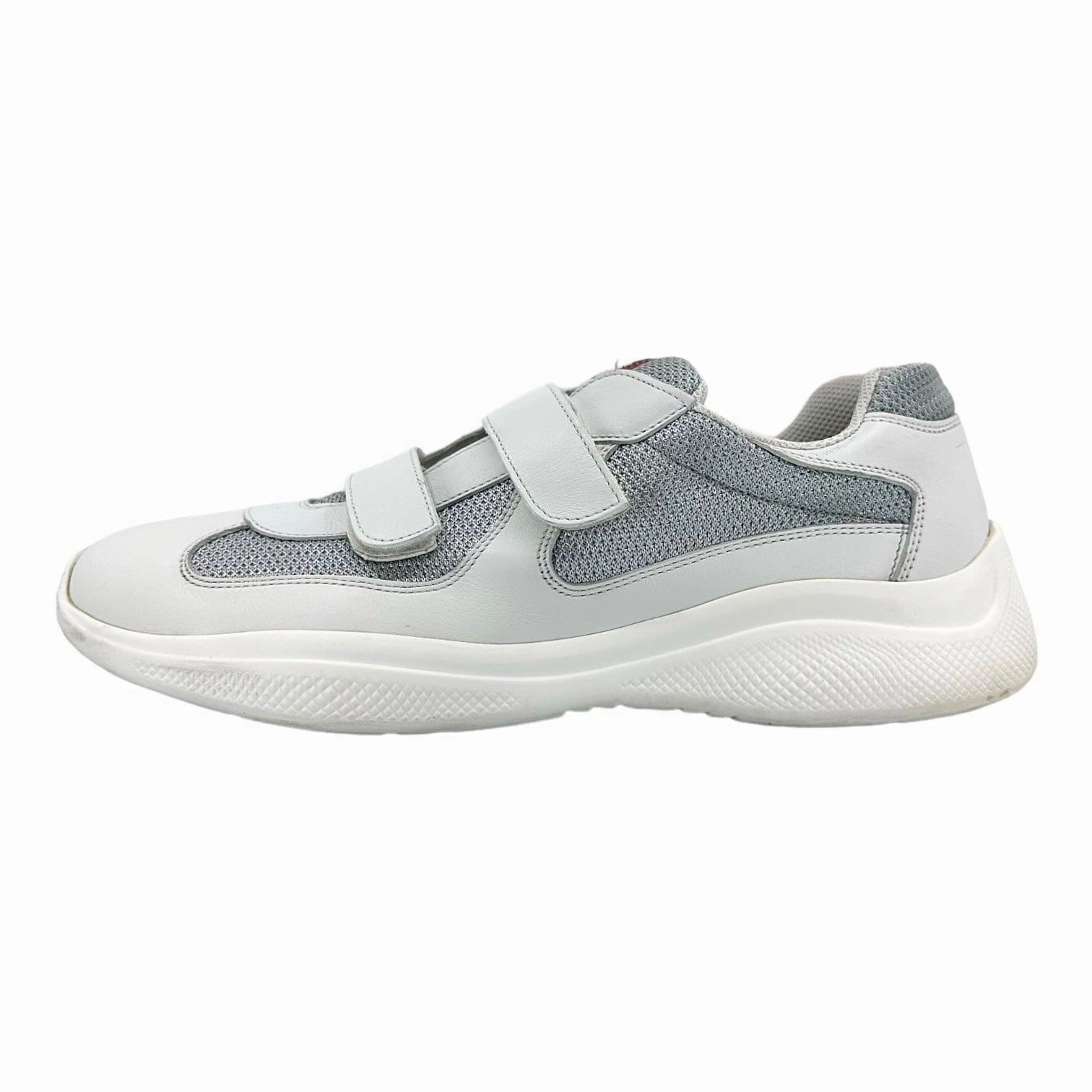 Prada America's Cup Strap Sneaker Low White Silver Pre-Owned