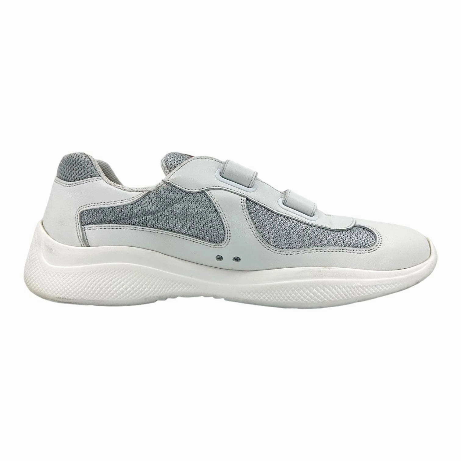 Prada America's Cup Strap Sneaker Low White Silver Pre-Owned