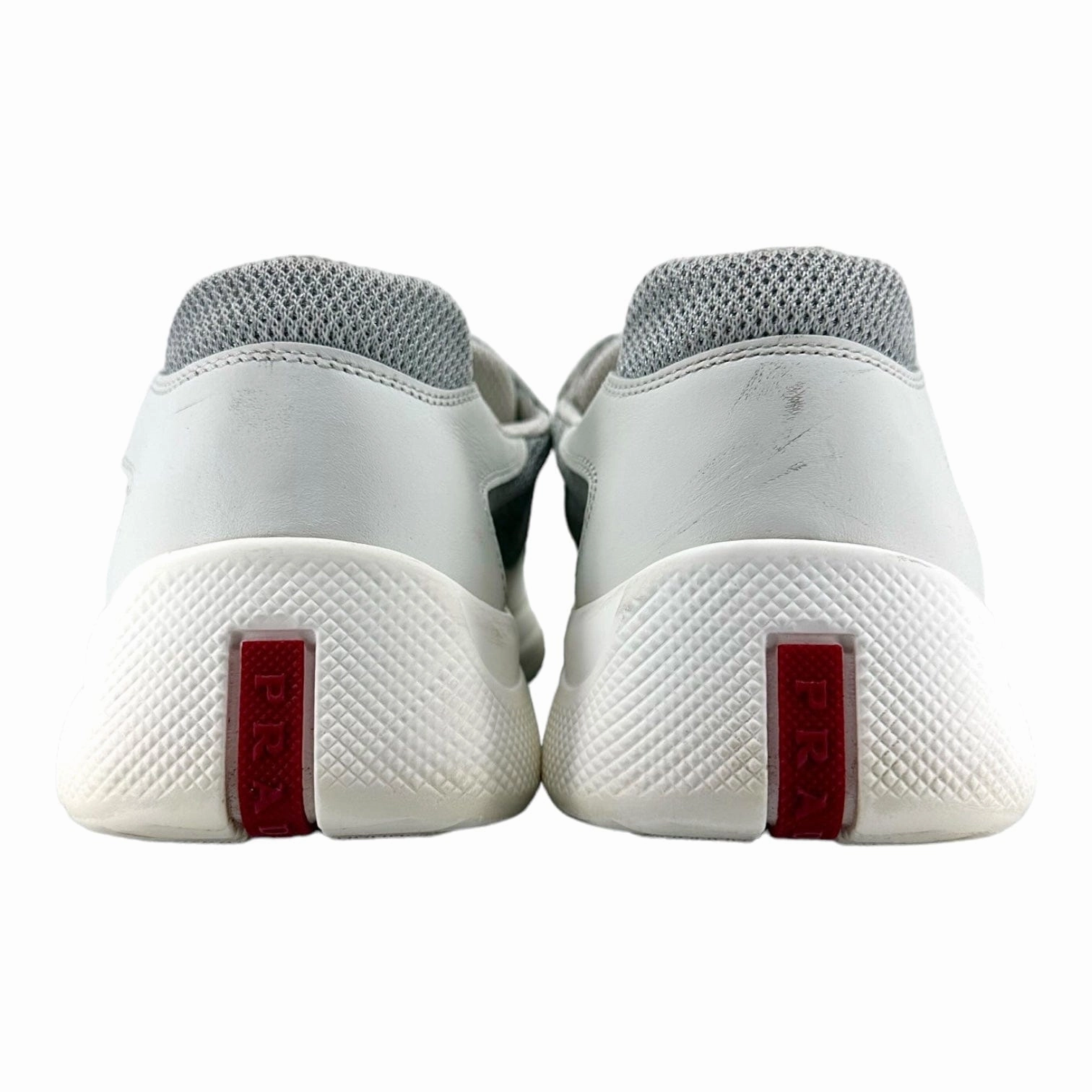 Prada America's Cup Strap Sneaker Low White Silver Pre-Owned