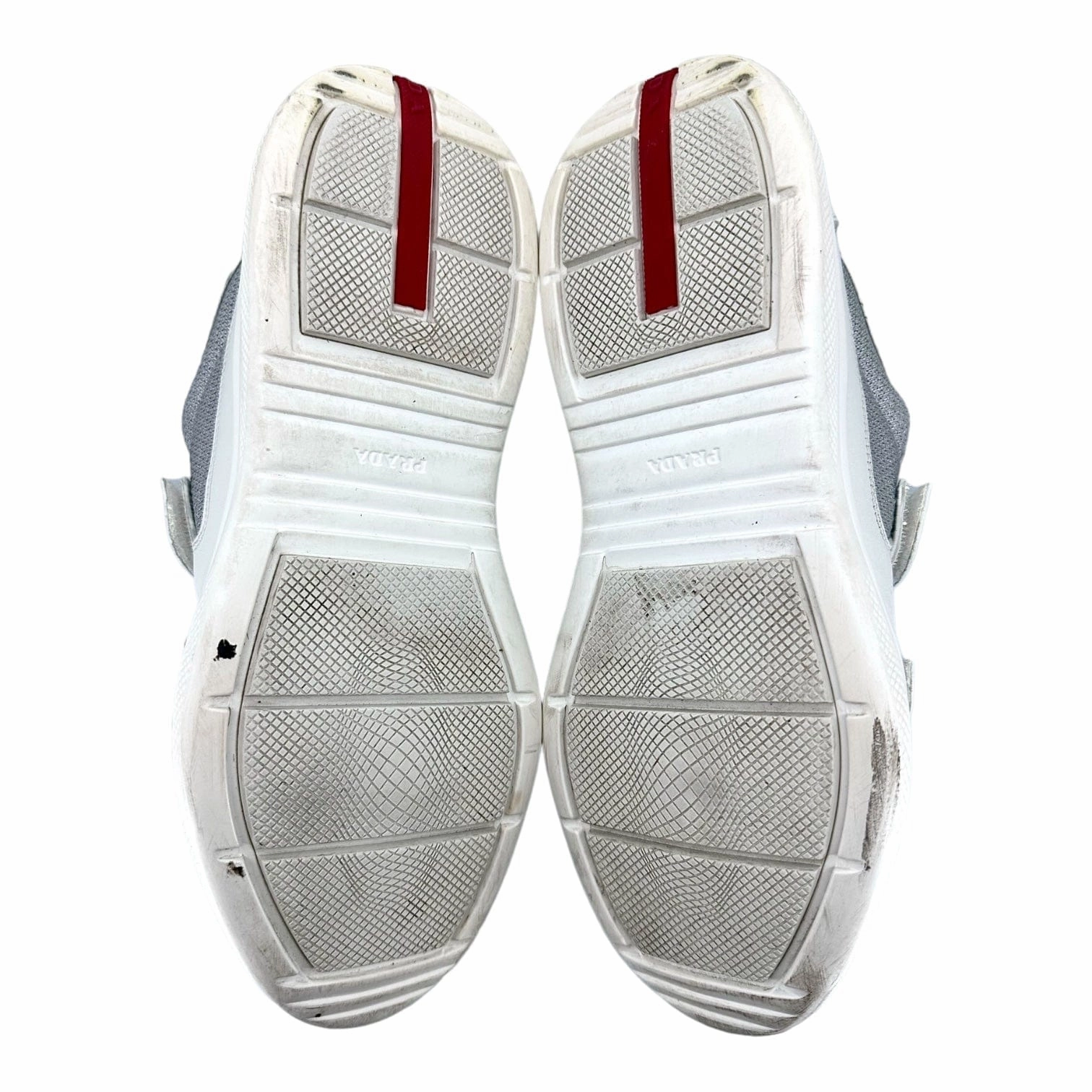 Prada America's Cup Strap Sneaker Low White Silver Pre-Owned