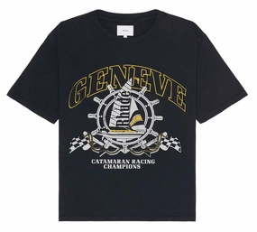 Rhude Geneve Catamaran Short Sleeve Tee Shirt Vintage Black