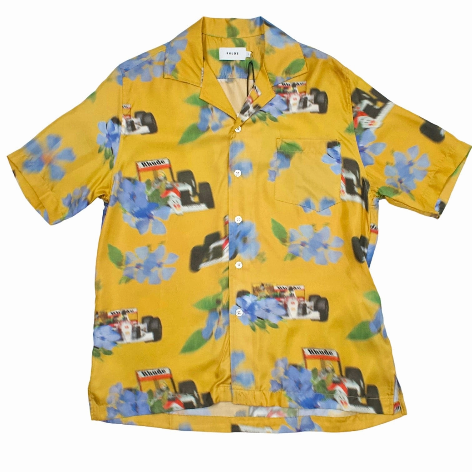 Rhude Loix Silk Shirt Sleeve Button Up Yellow