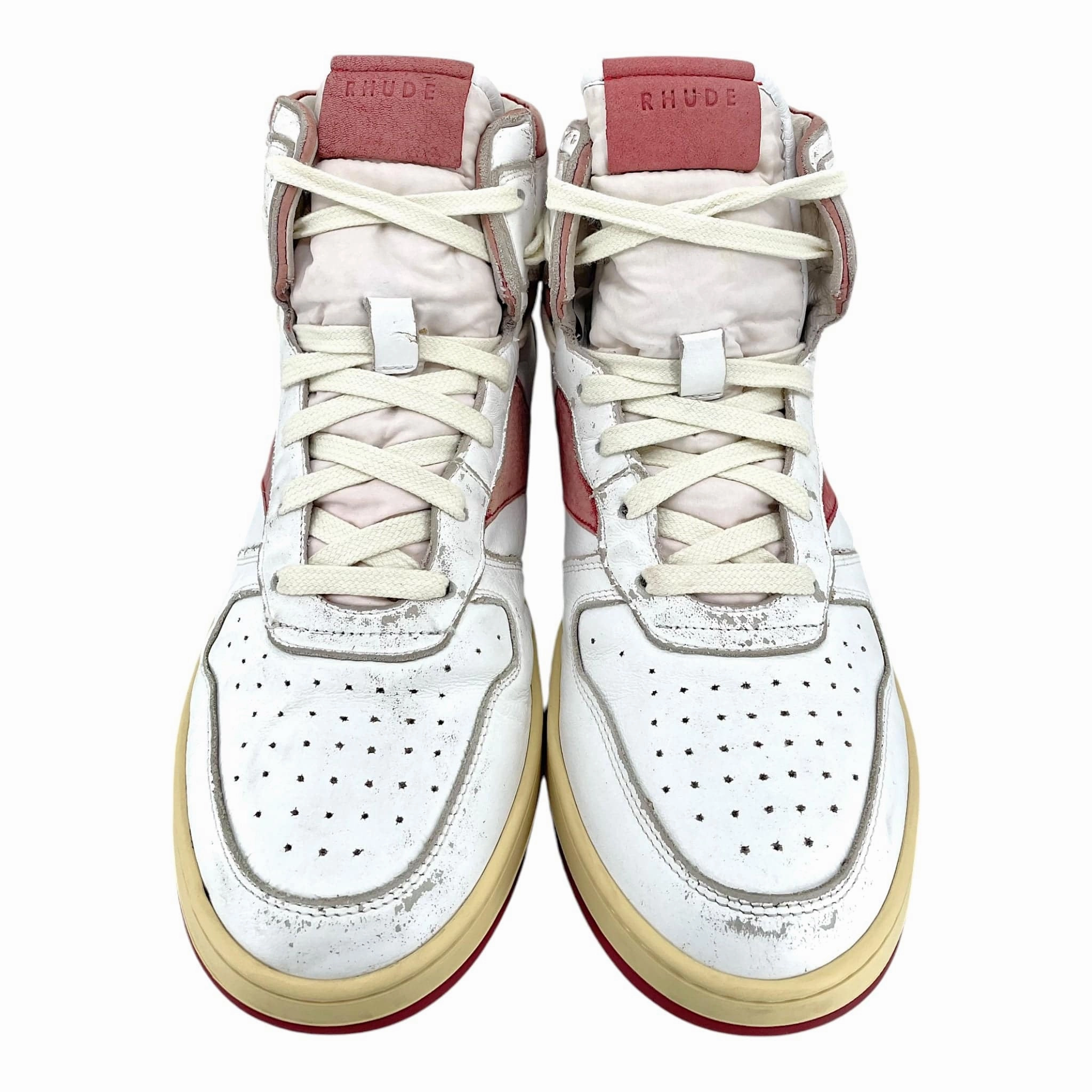 Rhude Rhecess Distressed Sneaker High White Red Pre-Owned