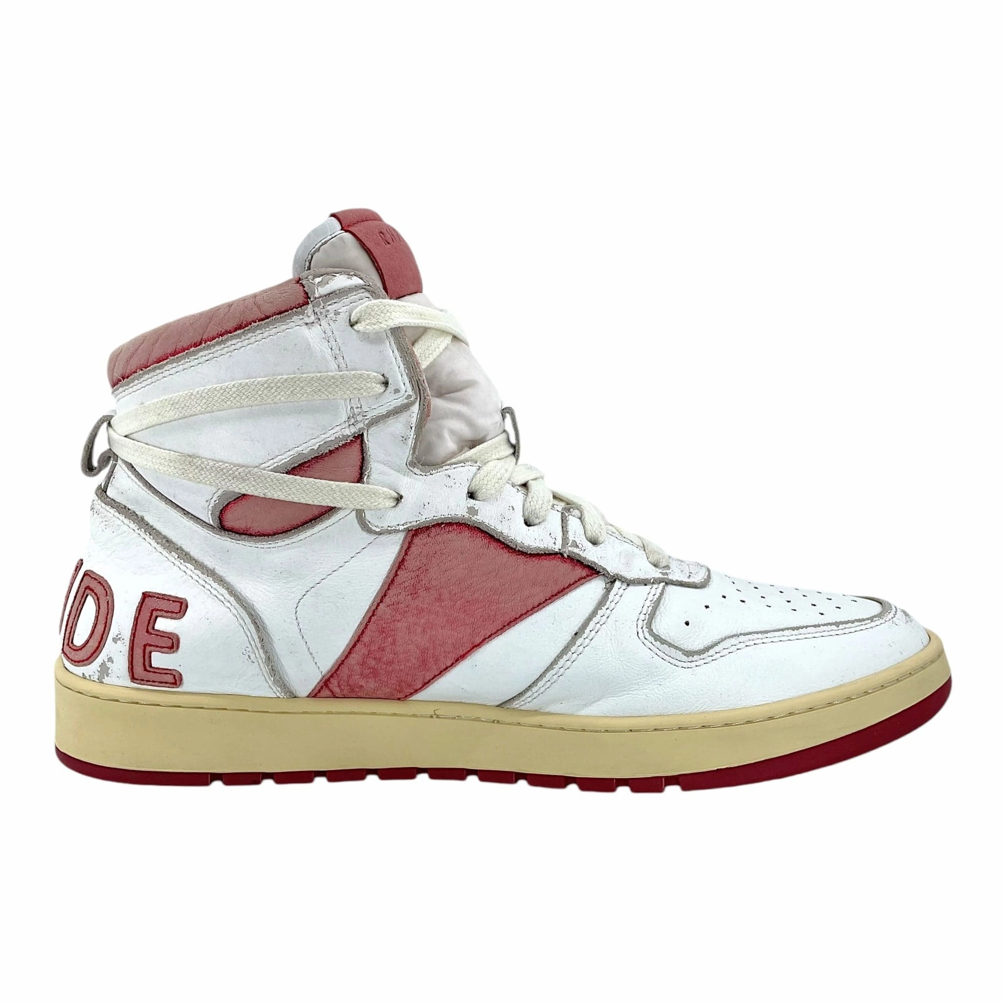 Rhude Rhecess Distressed Sneaker High White Red Pre-Owned