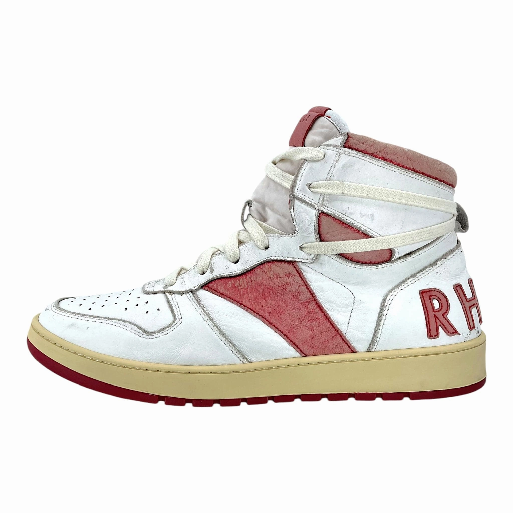 Rhude Rhecess Distressed Sneaker High White Red Pre-Owned
