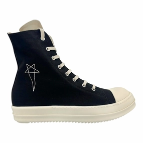 Rick Owens DRKSHDW Hollywood Pentagram Embroidered Ramone Sneaker High Black Pearl Milk