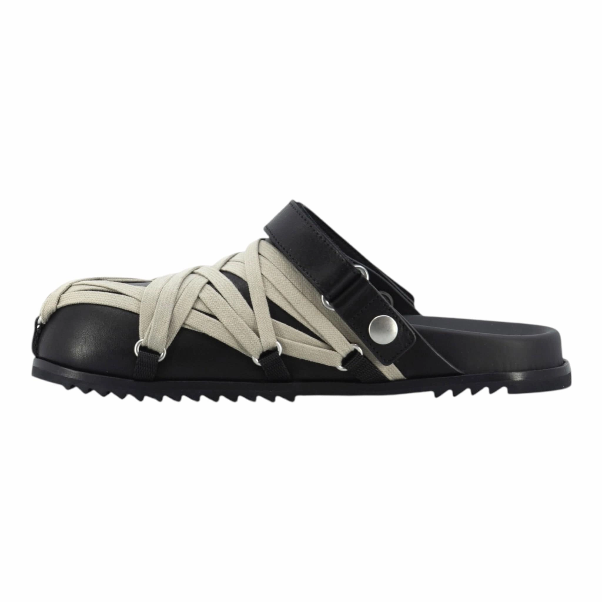 Rick Owens Hollywood Megalaced Mule Sandal Granola Black