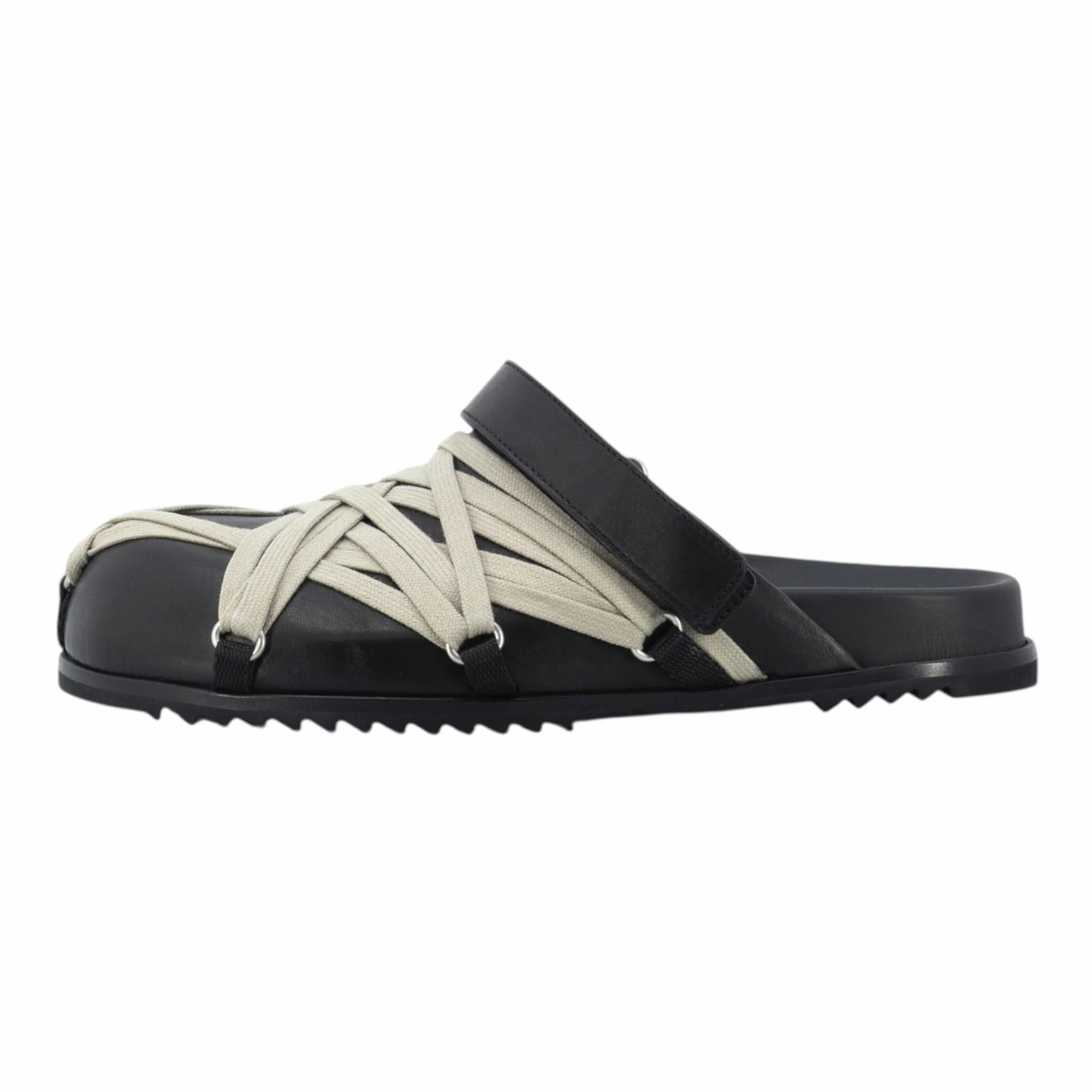 Rick Owens Hollywood Megalaced Mule Sandal Granola Black