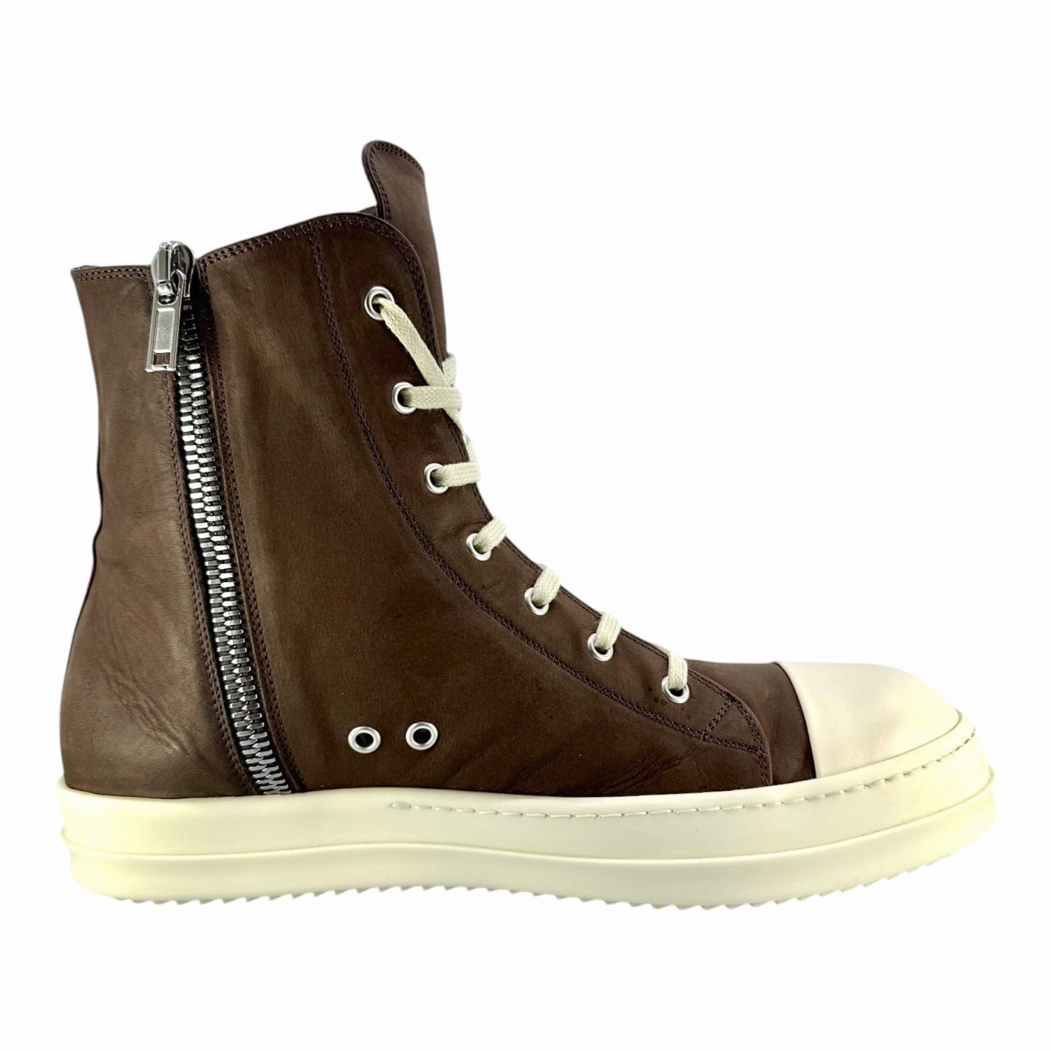 Rick Owens Luxor Scarpe Pelle Sneaker High Brown Milk Pre-Owned