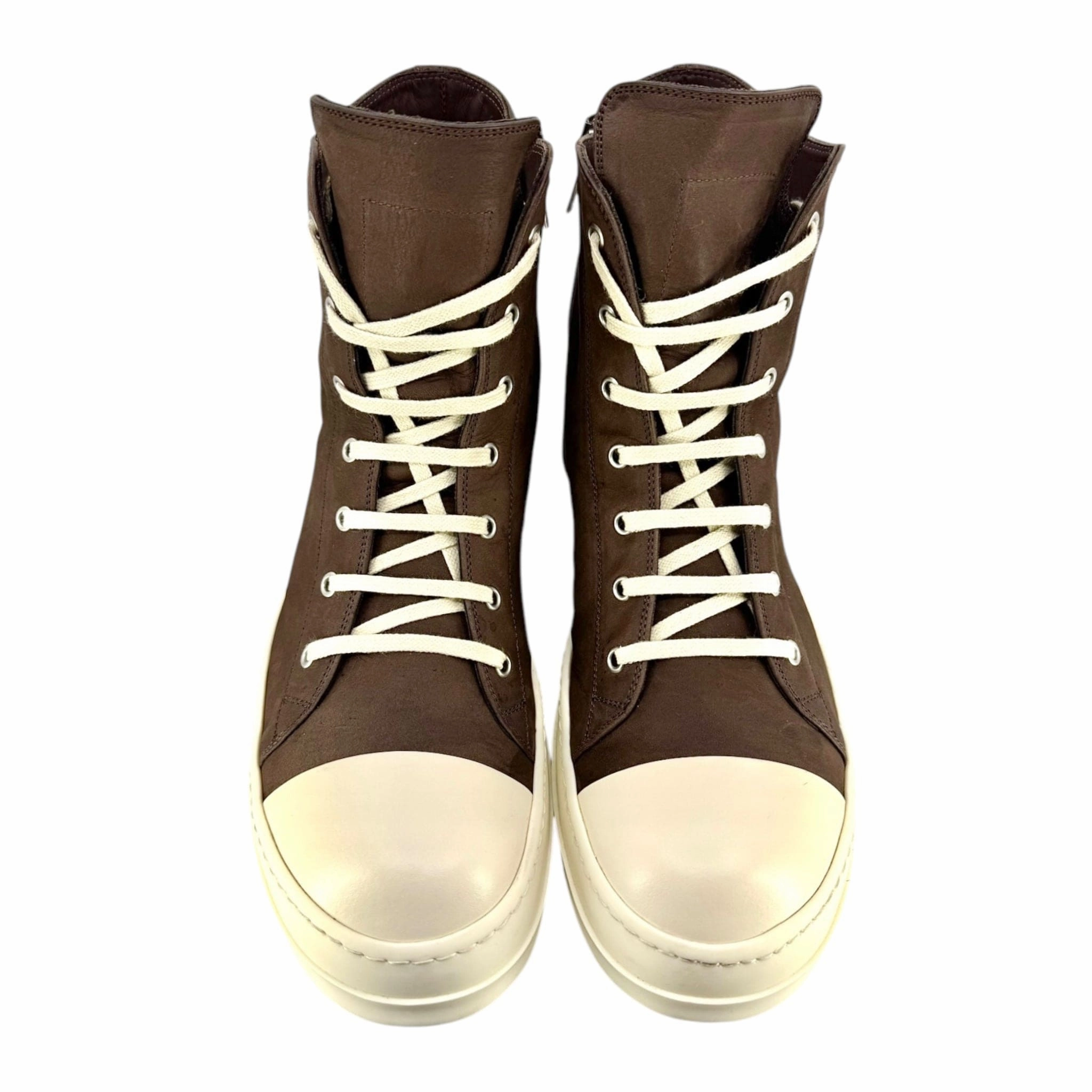 Rick Owens Luxor Scarpe Pelle Sneaker High Brown Milk Pre-Owned