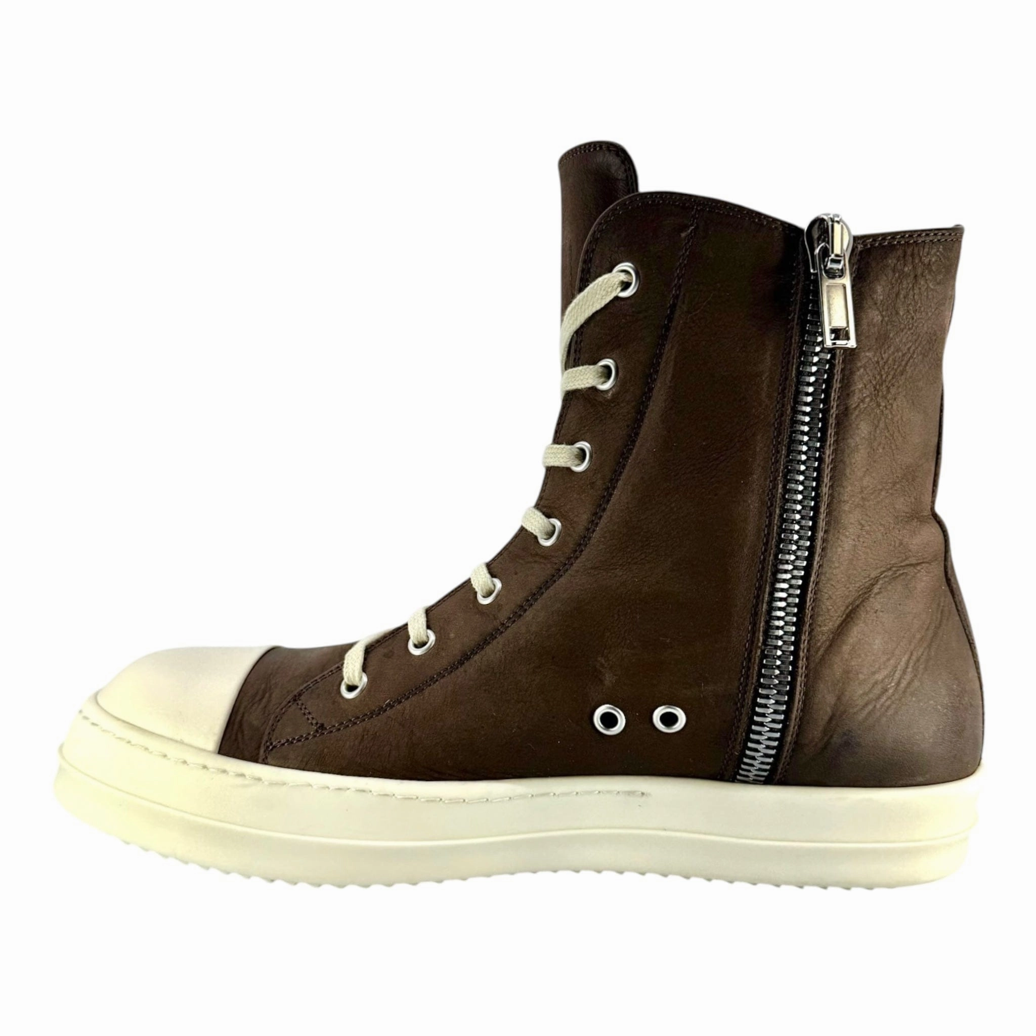 Rick Owens Luxor Scarpe Pelle Sneaker High Brown Milk Pre-Owned