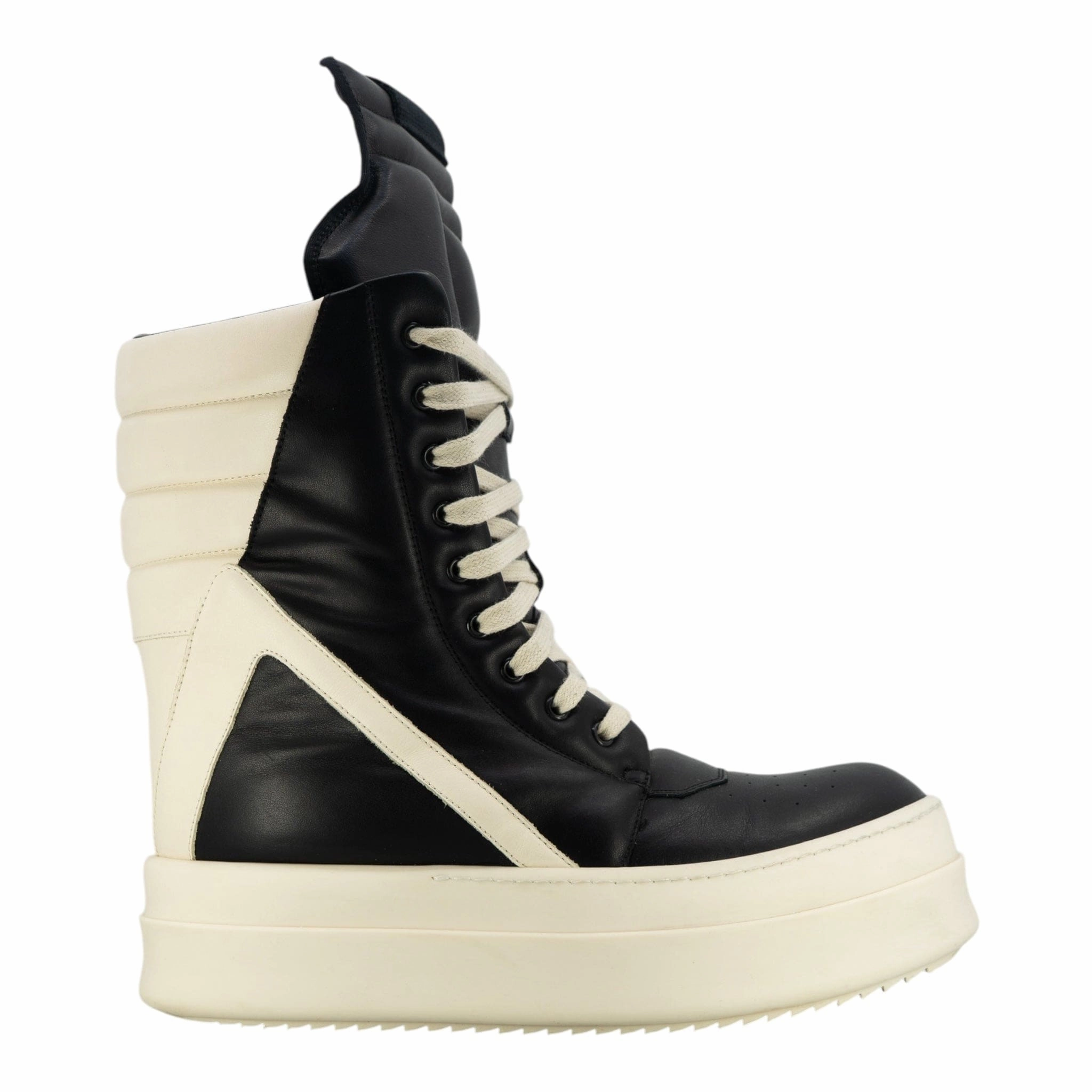 Rick Owens Mega Bumper Geobasket High Sneaker Black Milk Pre-Owned