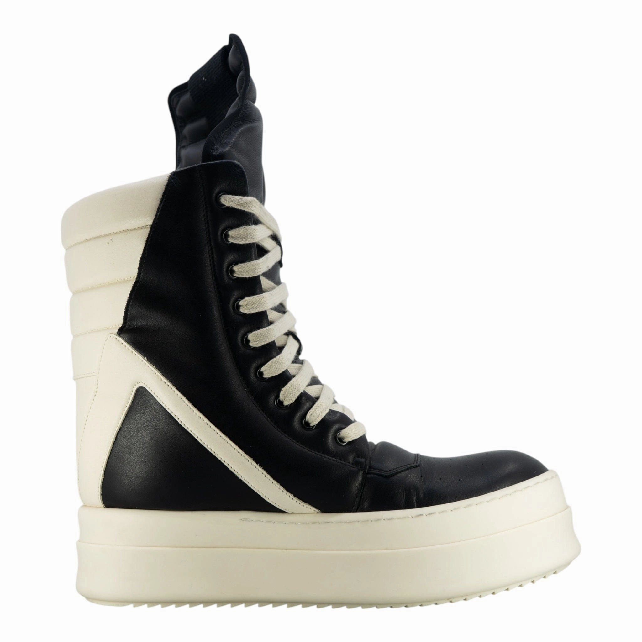 Rick Owens Mega Bumper Geobasket High Sneaker Black Milk Pre-Owned