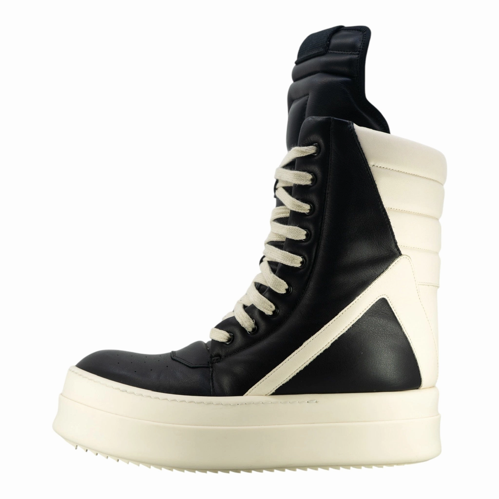 Rick Owens Mega Bumper Geobasket High Sneaker Black Milk Pre-Owned