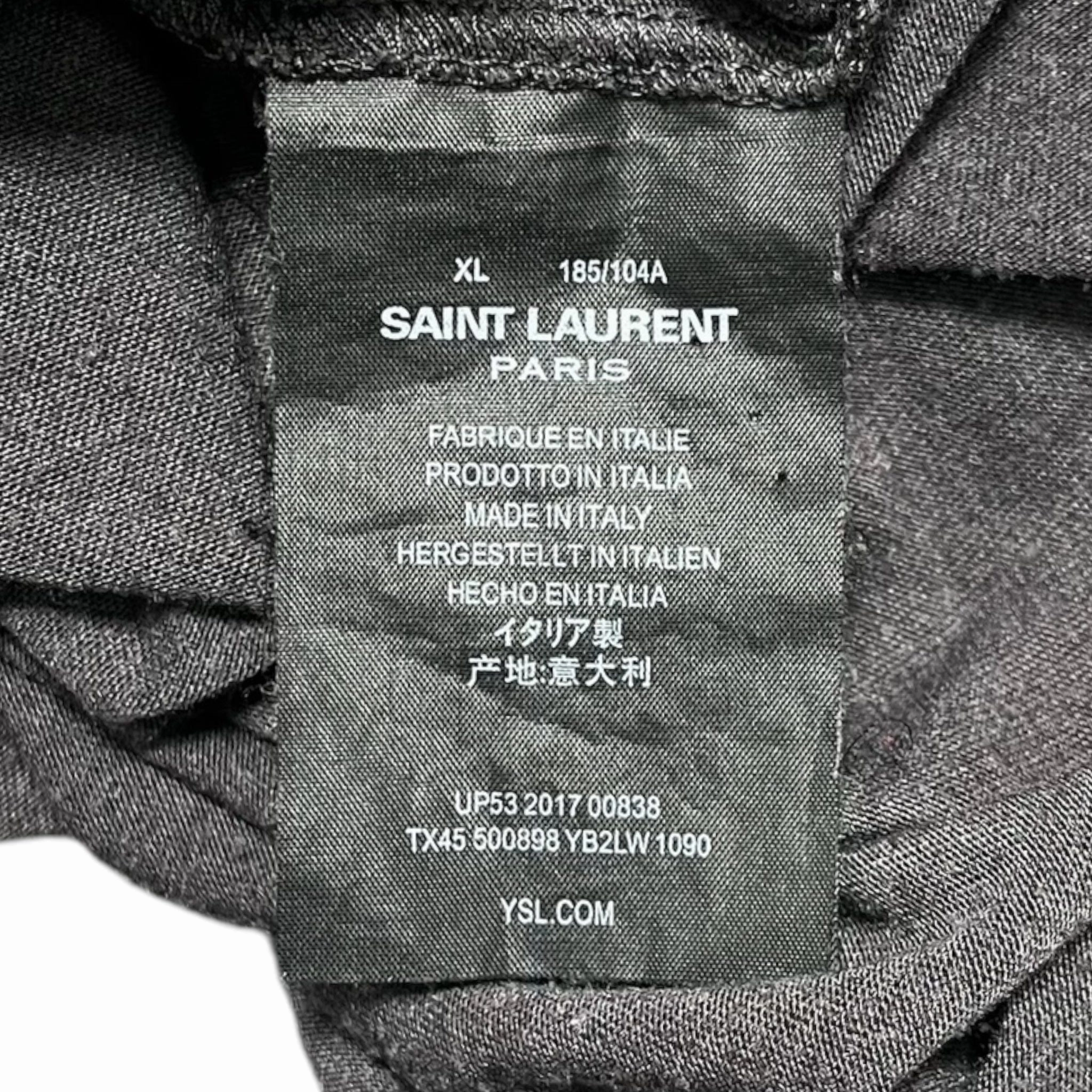 Saint Laurent Lightning Bolt Logo Short Sleeve Tee Shirt Black Pre-Owned