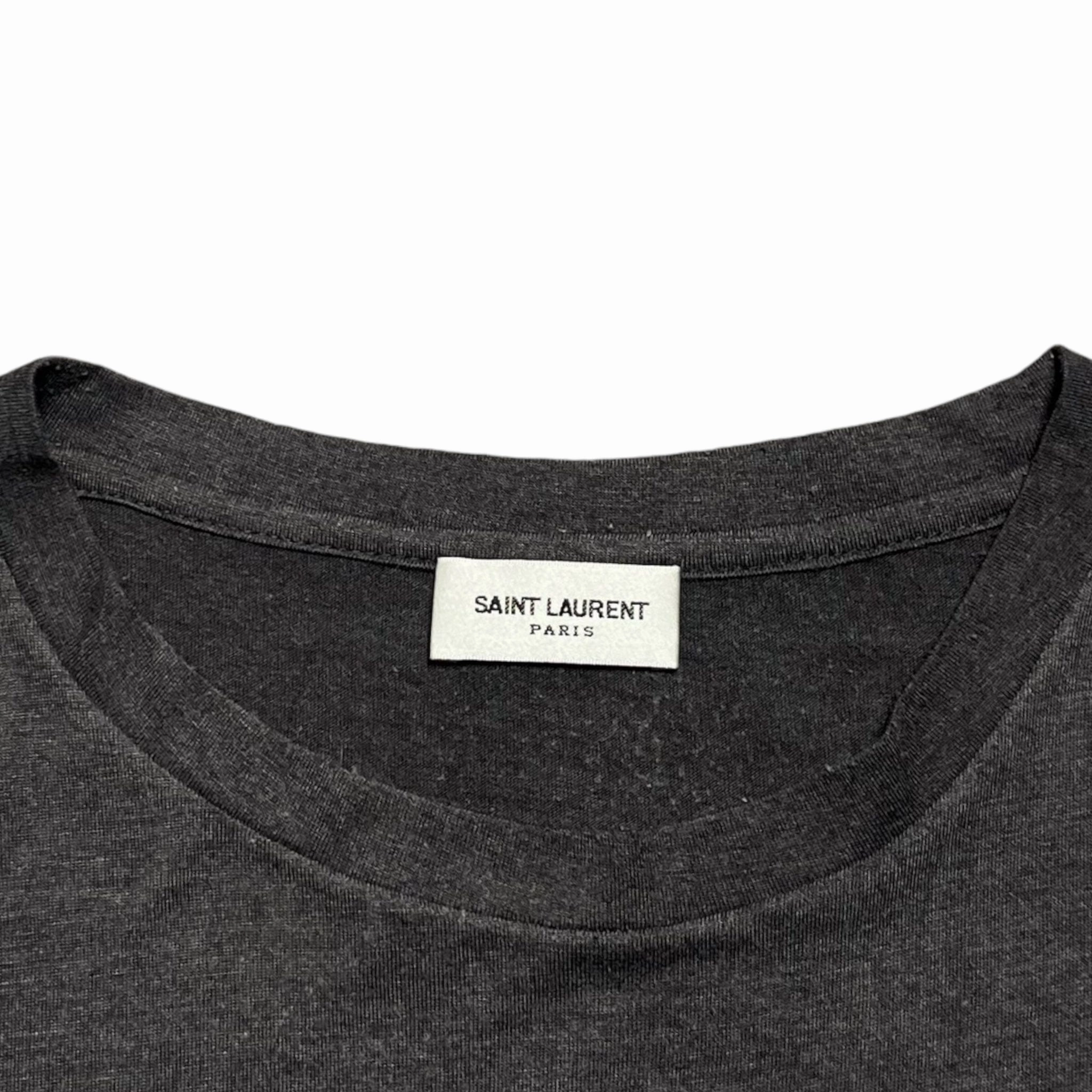 Saint Laurent Lightning Bolt Logo Short Sleeve Tee Shirt Black Pre-Owned