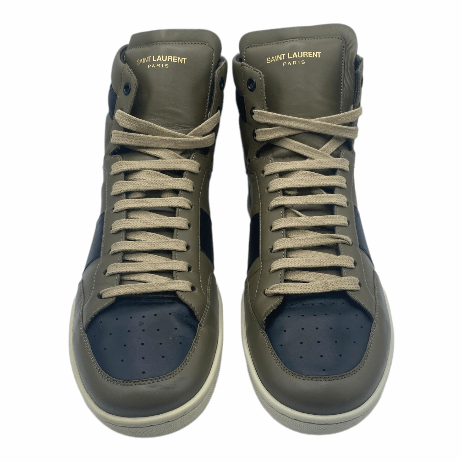 Saint Laurent SL/10H Trainer High Black White Olive Green Pre-Owned