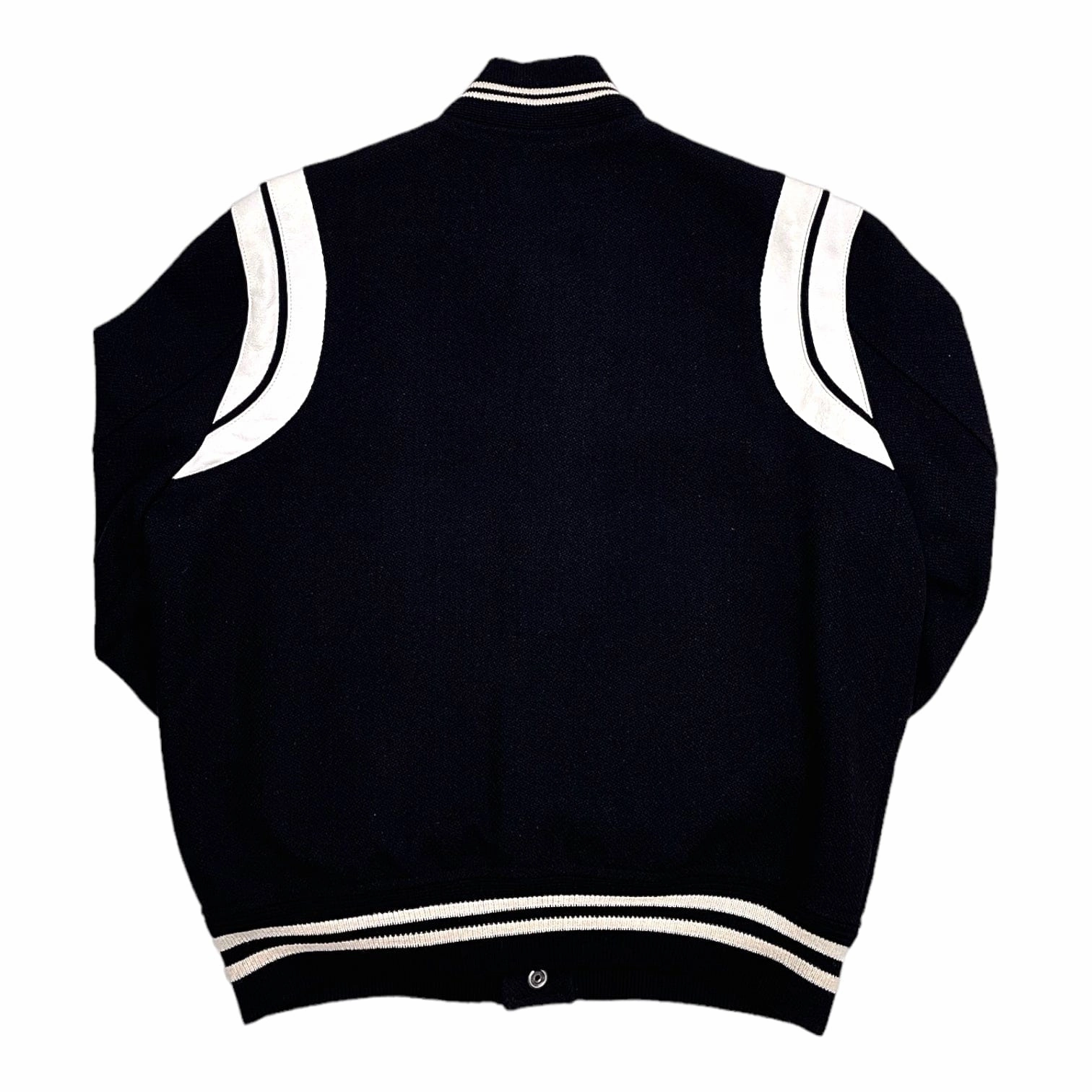 Saint Laurent Teddy Varsity Jacket Black White Pre-Owned