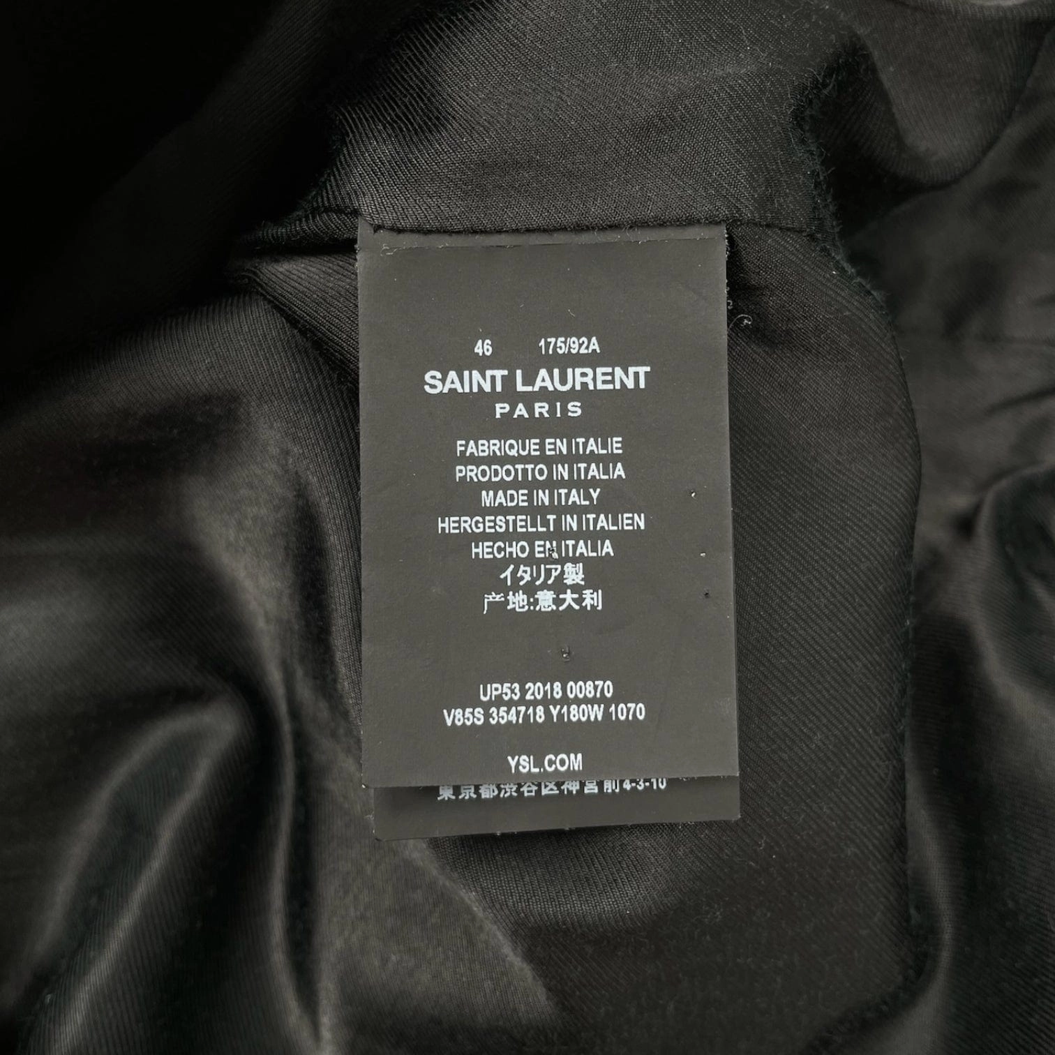 Saint Laurent Teddy Varsity Jacket Black White Pre-Owned