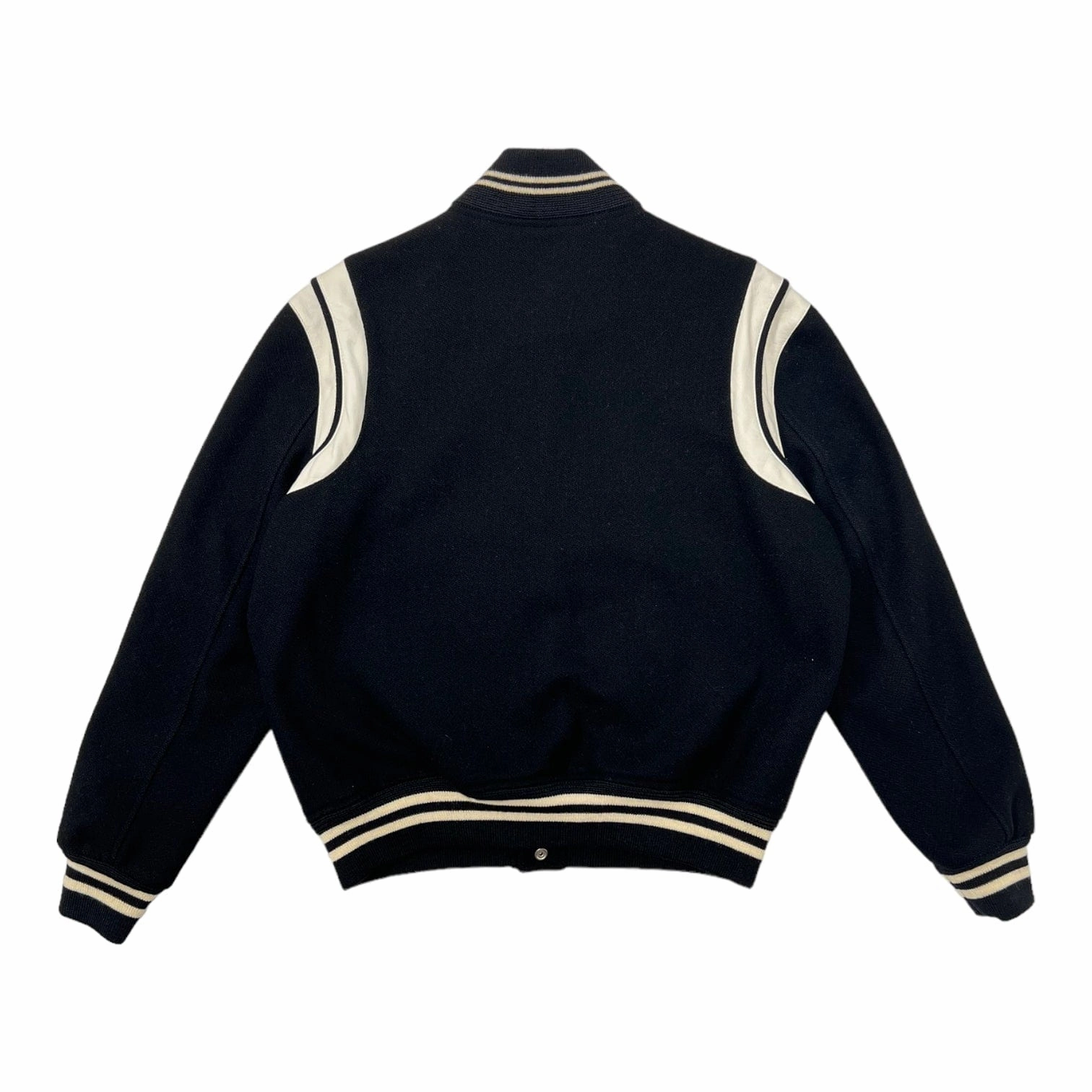Saint Laurent Teddy Varsity Jacket Black White Pre-Owned