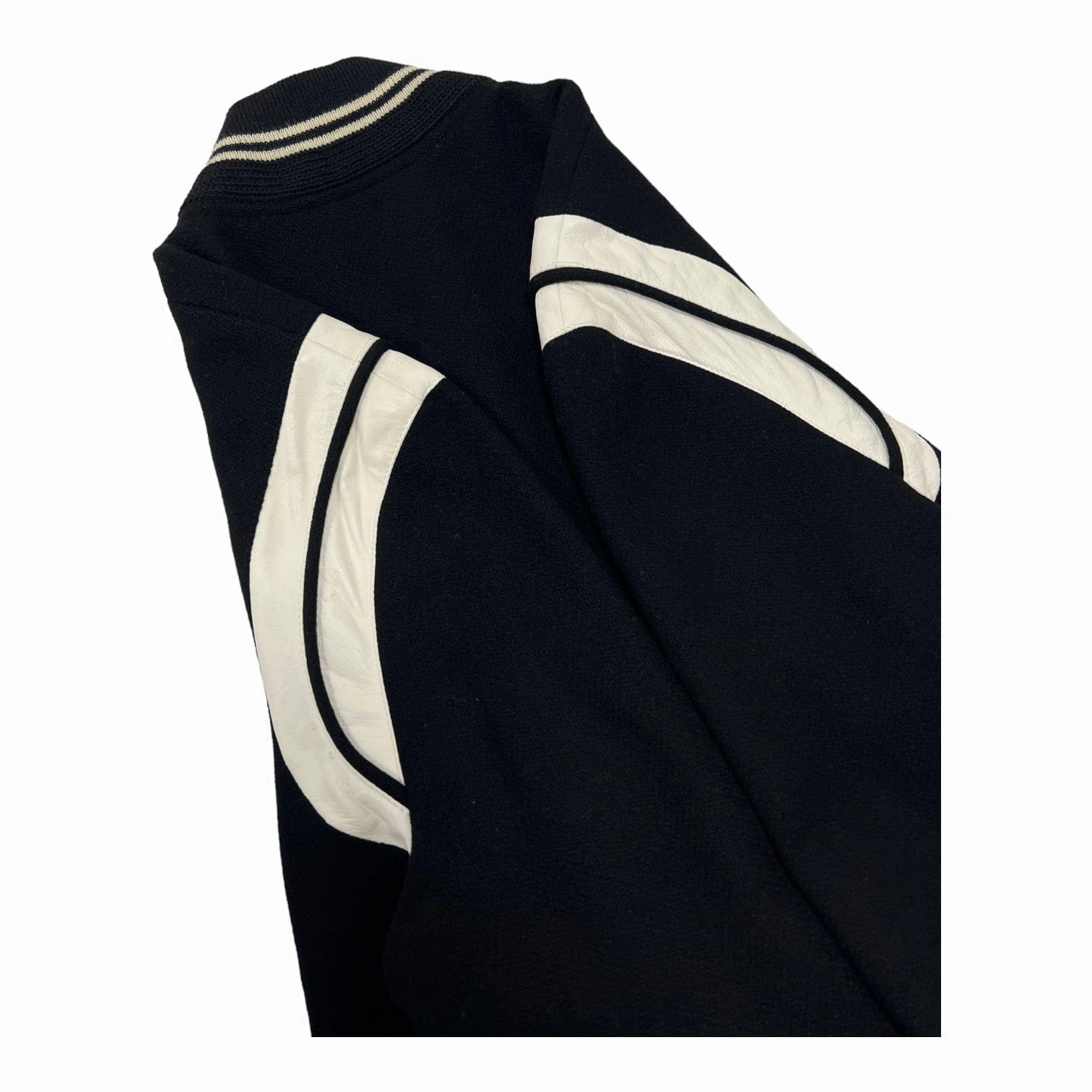 Saint Laurent Teddy Varsity Jacket Black White Pre-Owned
