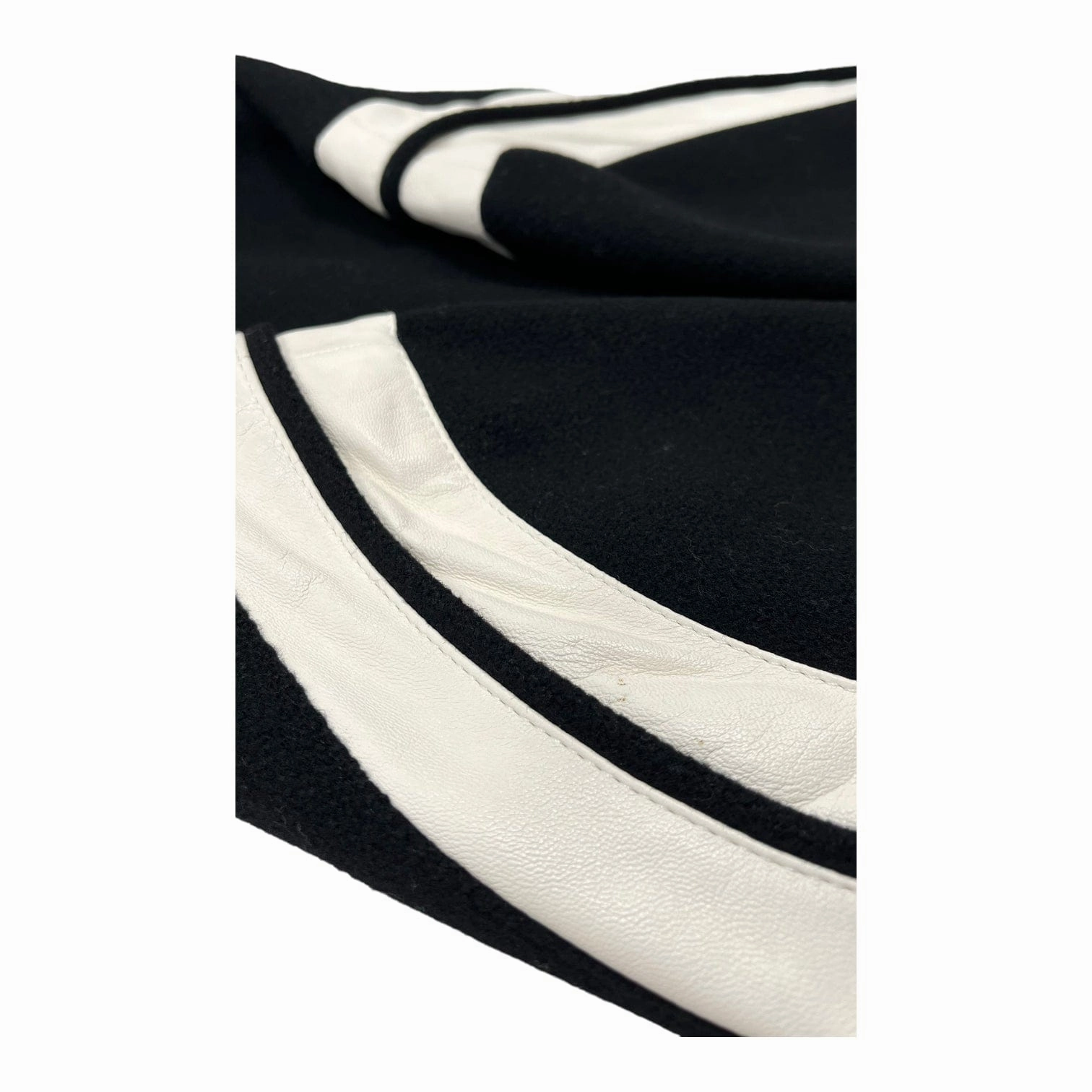 Saint Laurent Teddy Varsity Jacket Black White Pre-Owned