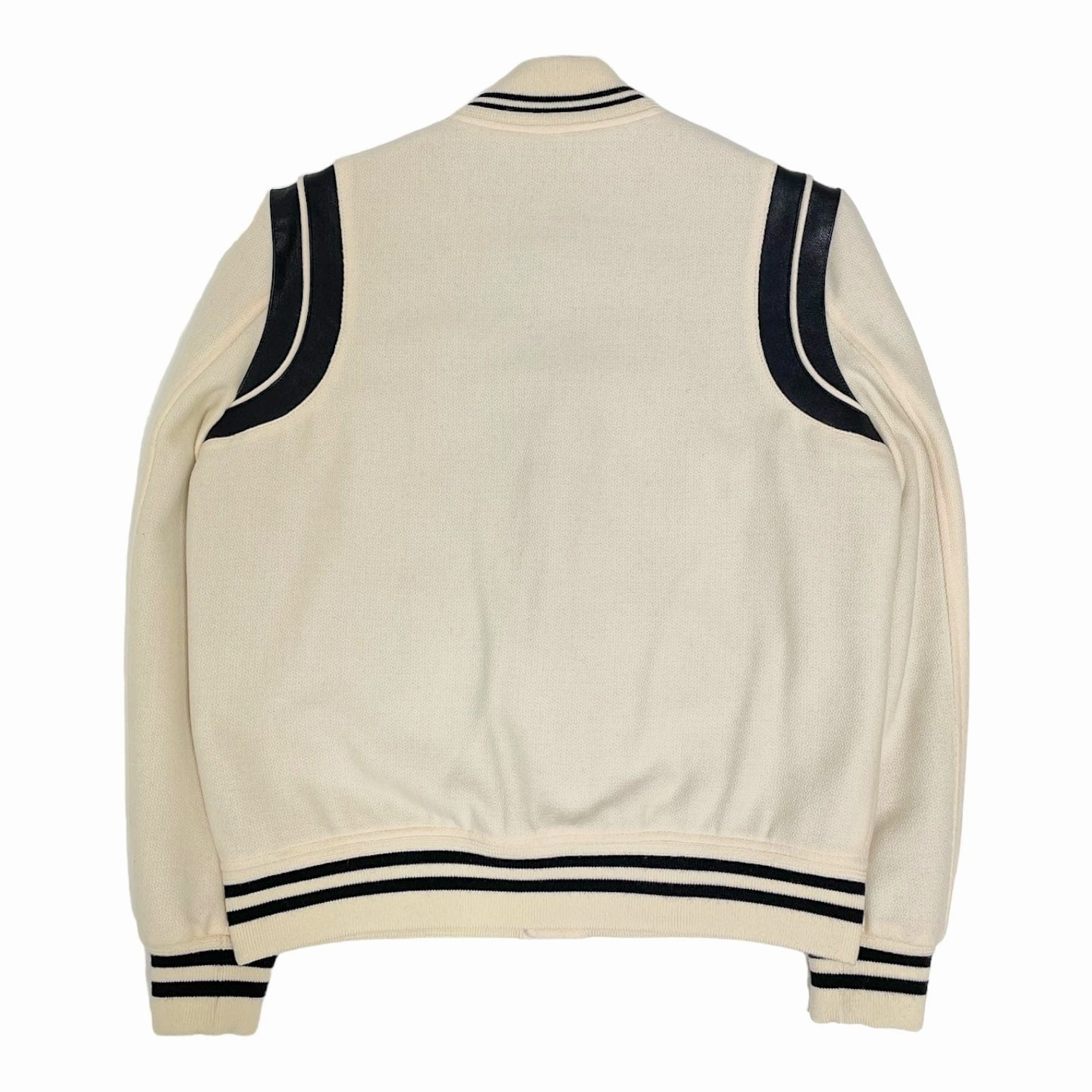 Saint Laurent Teddy Varsity Jacket Natural Black Pre-Owned