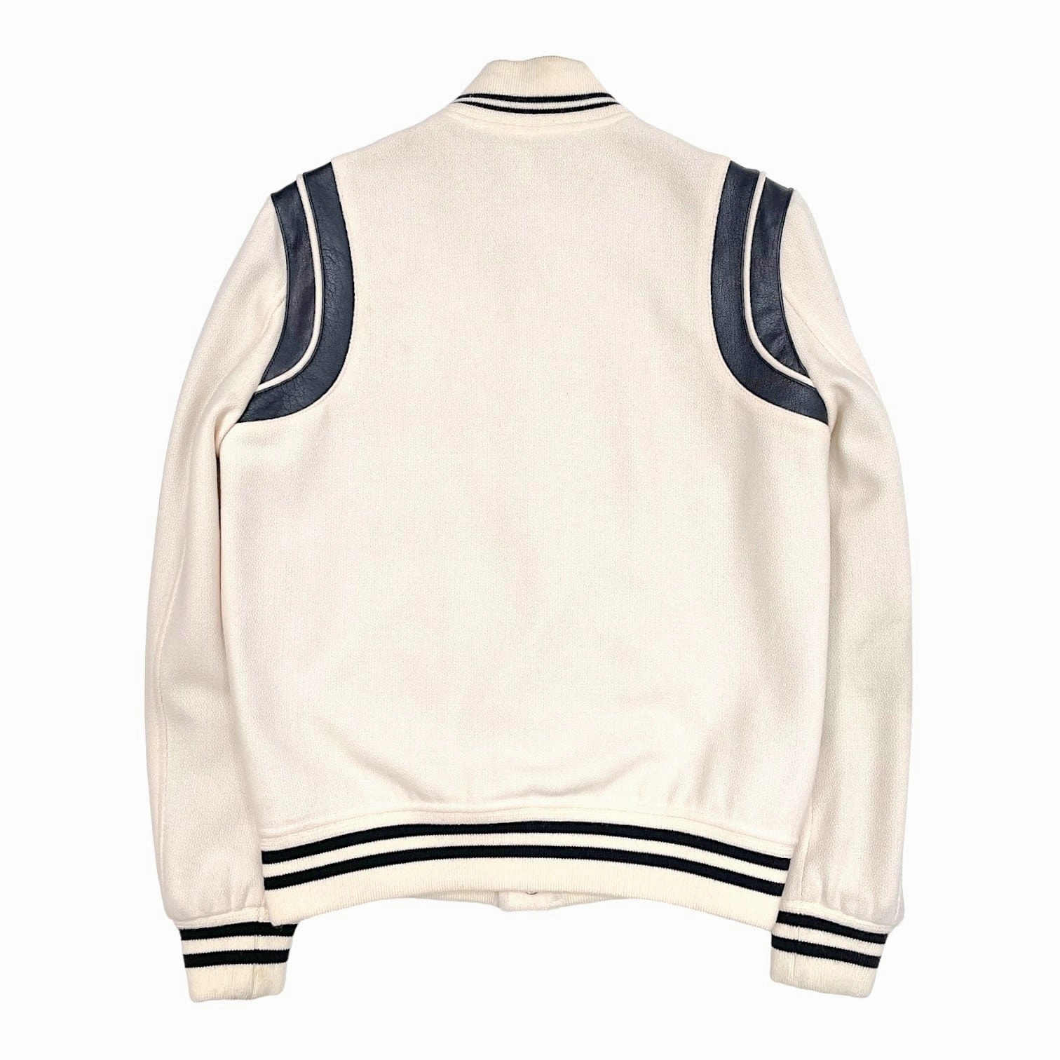 Saint Laurent Teddy Varsity Jacket Natural Black Pre-Owned