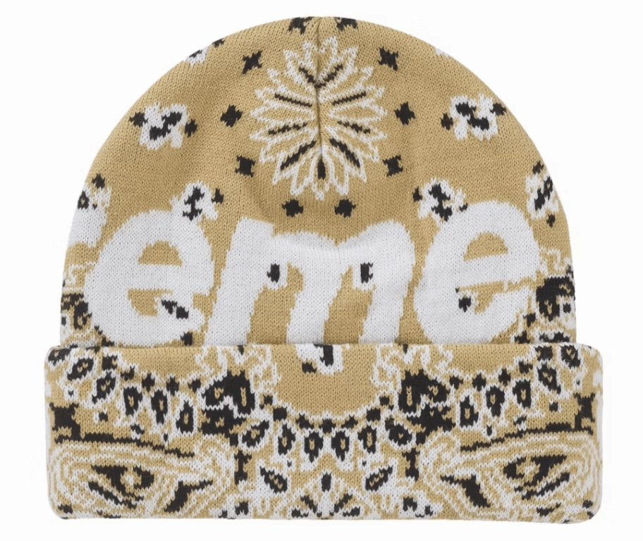 Supreme Bandana Big Logo Beanie Beige