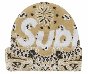 Supreme Bandana Big Logo Beanie Beige