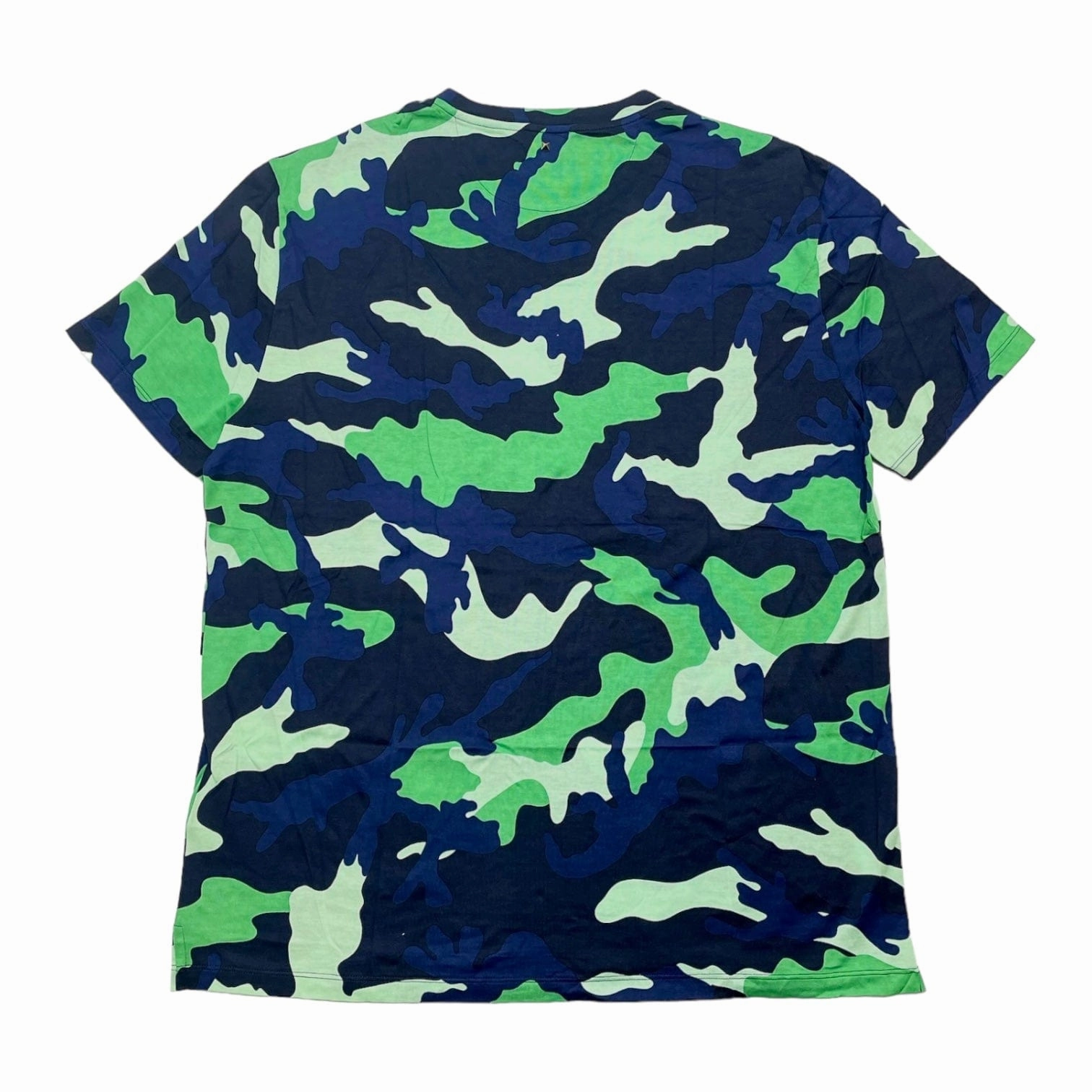 Valentino Garavani Camouflage Short Sleeve Tee Shirt Green Blue Multi