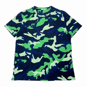 Valentino Garavani Camouflage Short Sleeve Tee Shirt Green Blue Multi
