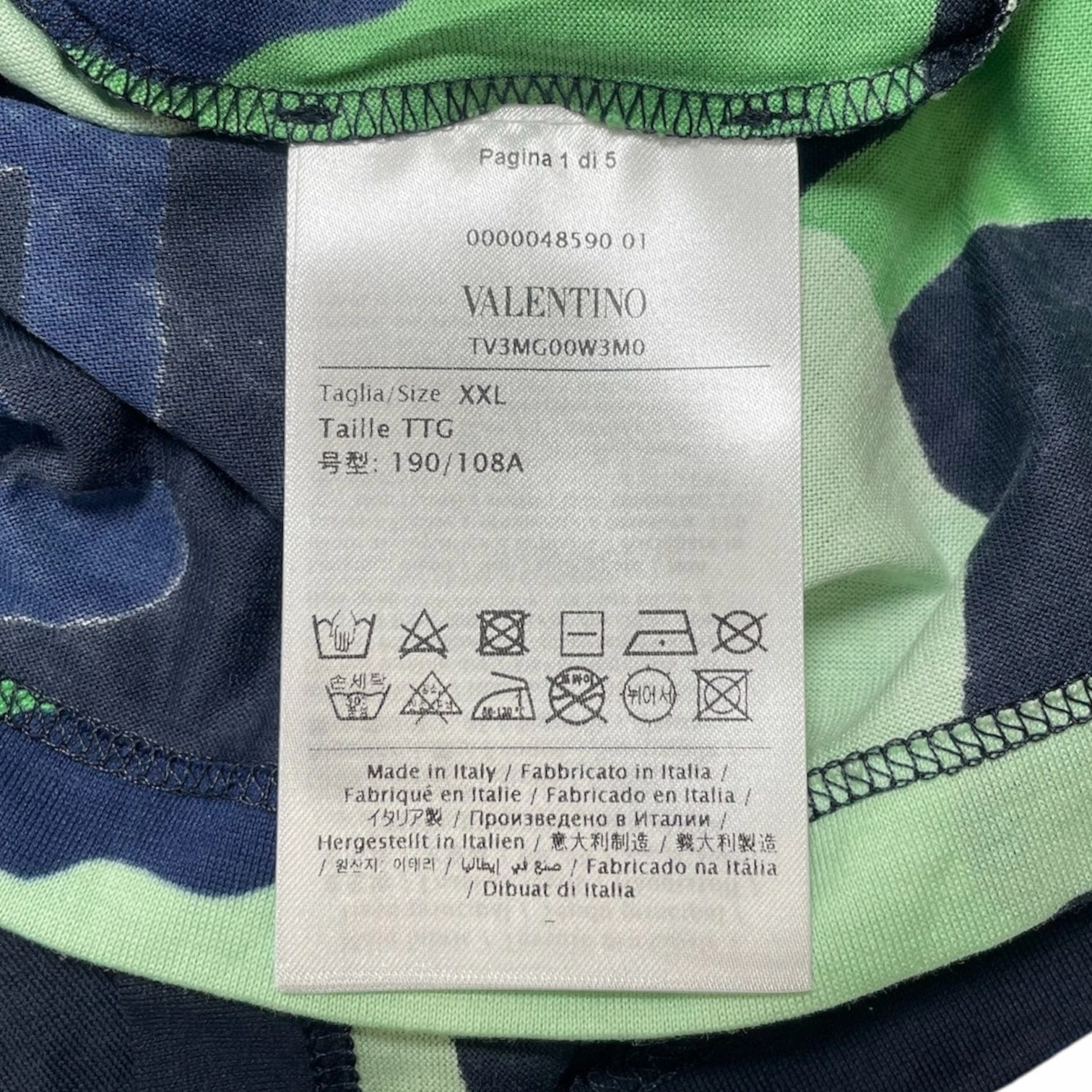 Valentino Garavani Camouflage Short Sleeve Tee Shirt Green Blue Multi